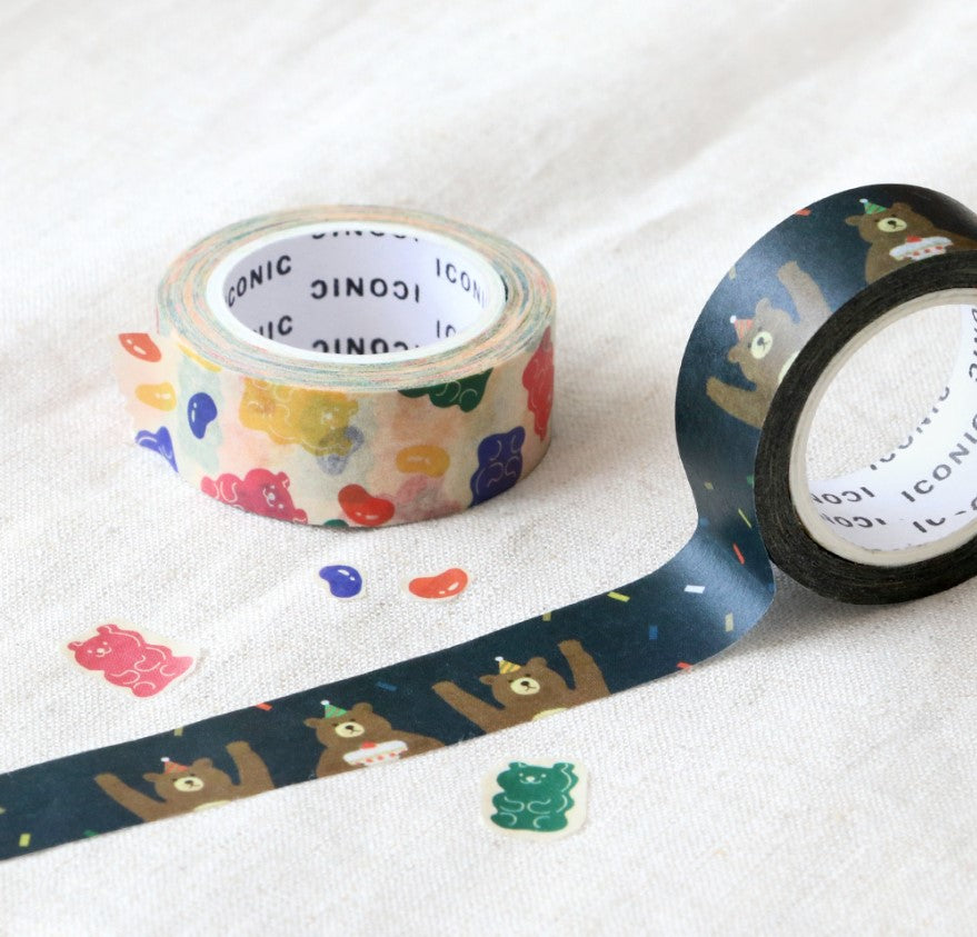 Vintage Mood Masking Tape-Bear, Jelly Bean, Ticket-decorate/scrapbook/photo deco