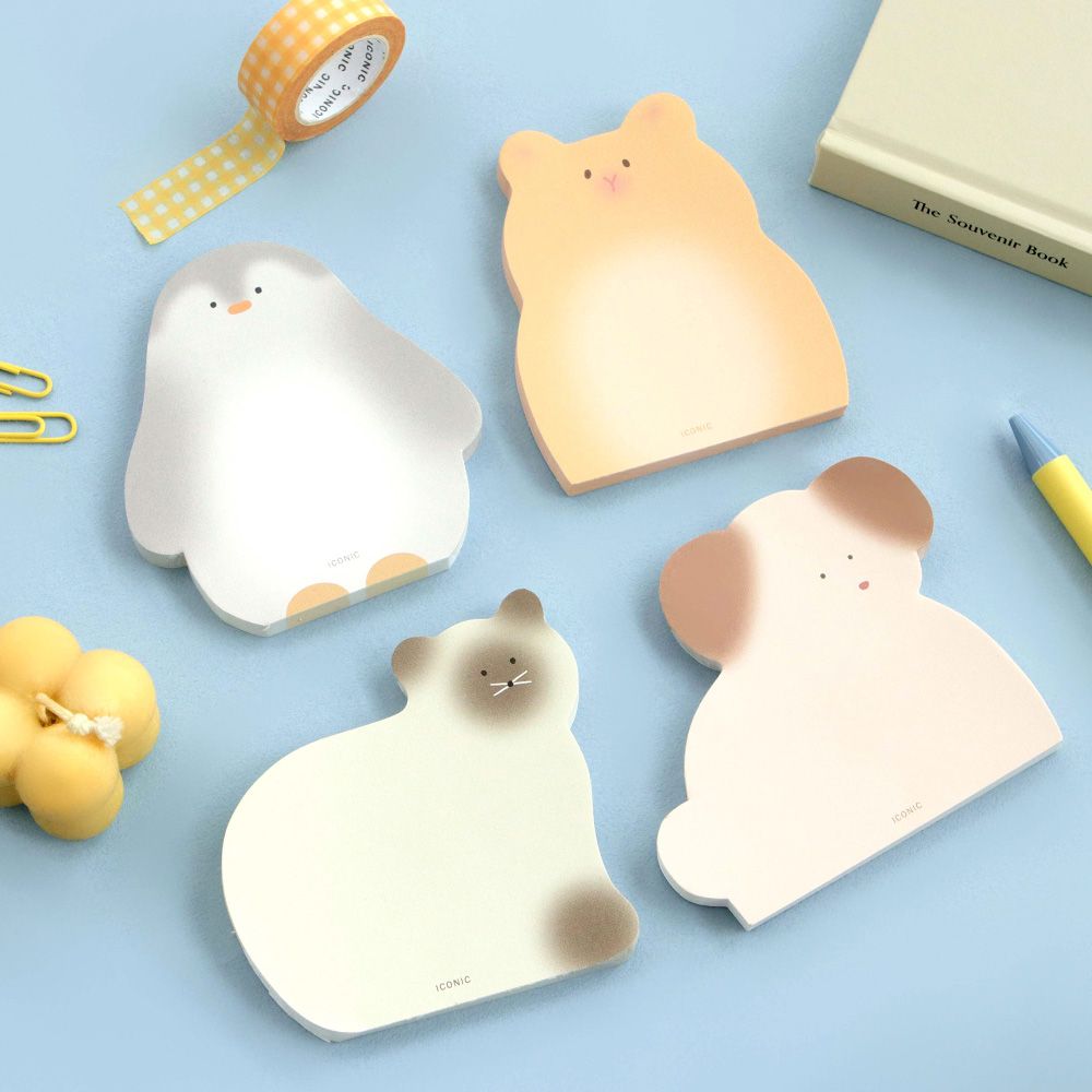Animal Friends Mini Non-Adhesive Memo Pad – Hamster, Penguin, Dog & Cat