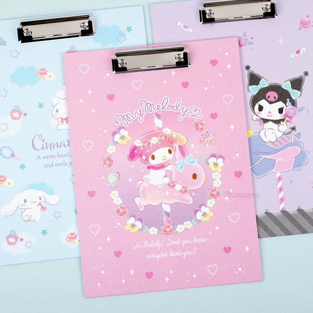 School/ Office Hologram Hard Clip Board/ Cute Design, Twinkle Kuromi, Back to School/ Office & School Supplies