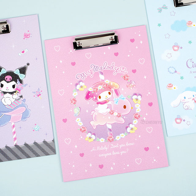 School/ Office Hologram Hard Clip Board/ Cute Design, Twinkle Kuromi, Back to School/ Office & School Supplies