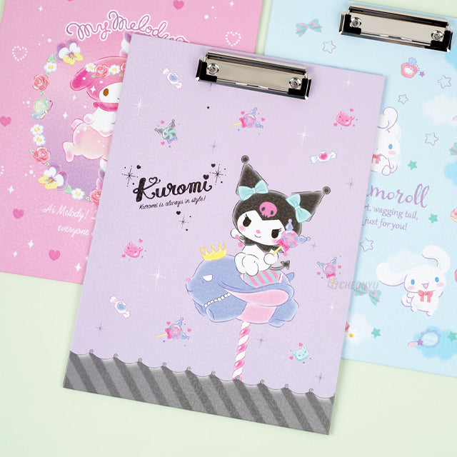 School/ Office Hologram Hard Clip Board/ Cute Design, Twinkle Kuromi, Back to School/ Office & School Supplies