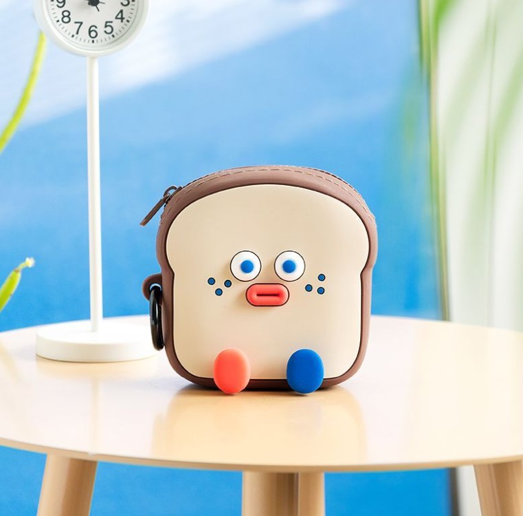 Brunch Brother Toast Silicone Pouch - iPod, earphone, coin purse, Mini Pouch Keyring/Bag Charm