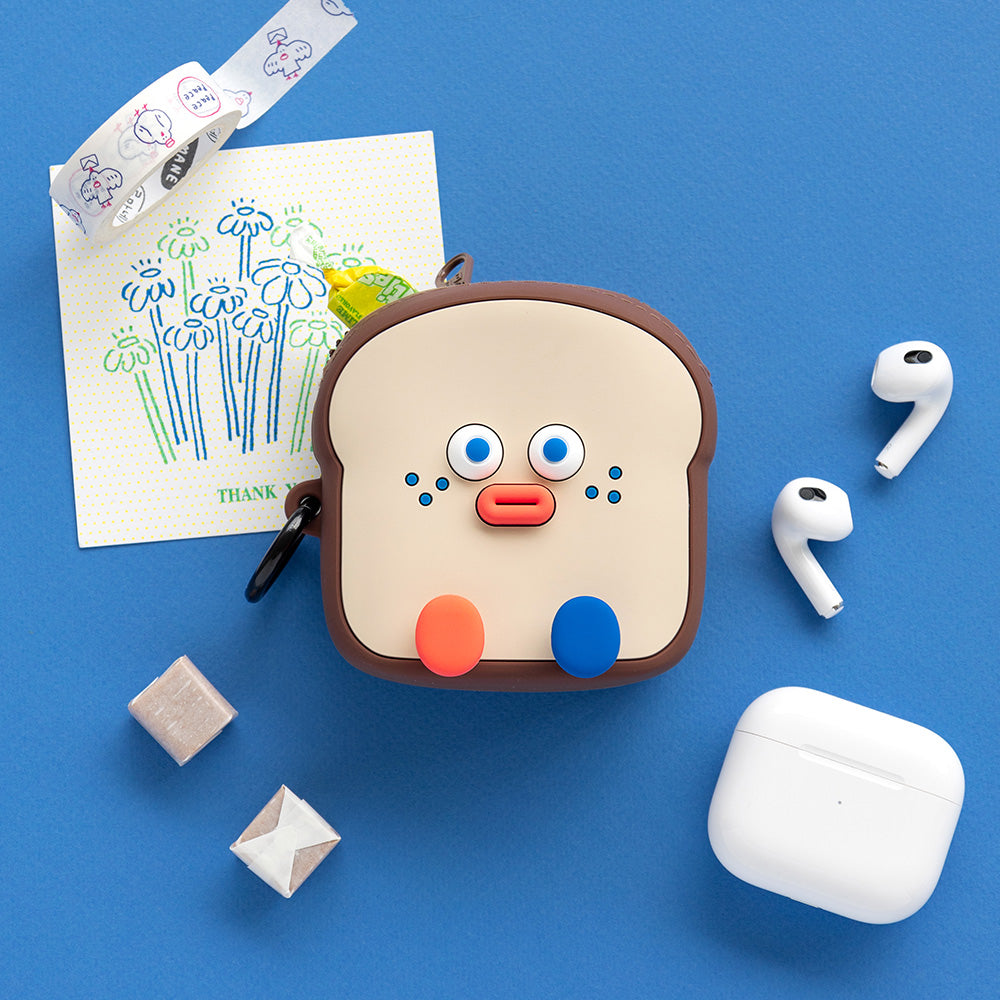 Brunch Brother Toast Silicone Pouch - iPod, earphone, coin purse, Mini Pouch Keyring/Bag Charm