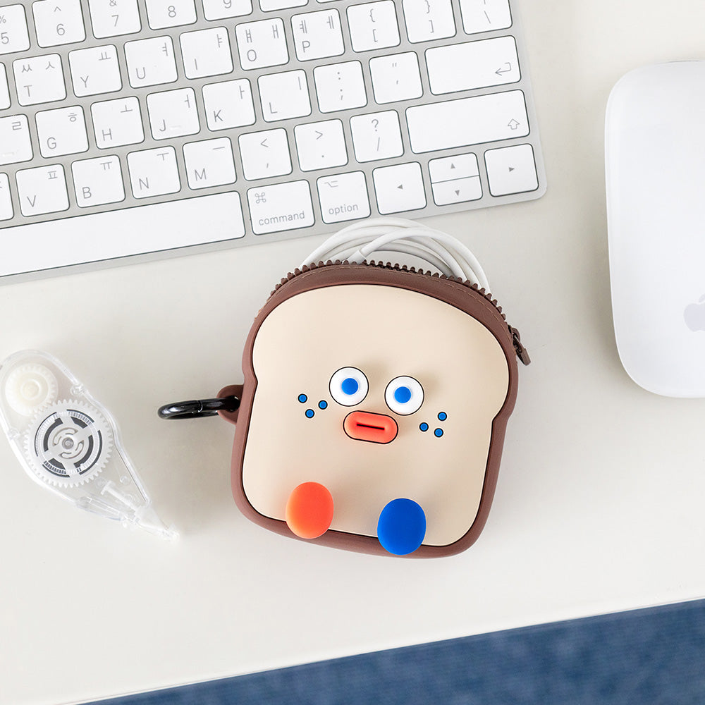 Brunch Brother Toast Silicone Pouch - iPod, earphone, coin purse, Mini Pouch Keyring/Bag Charm