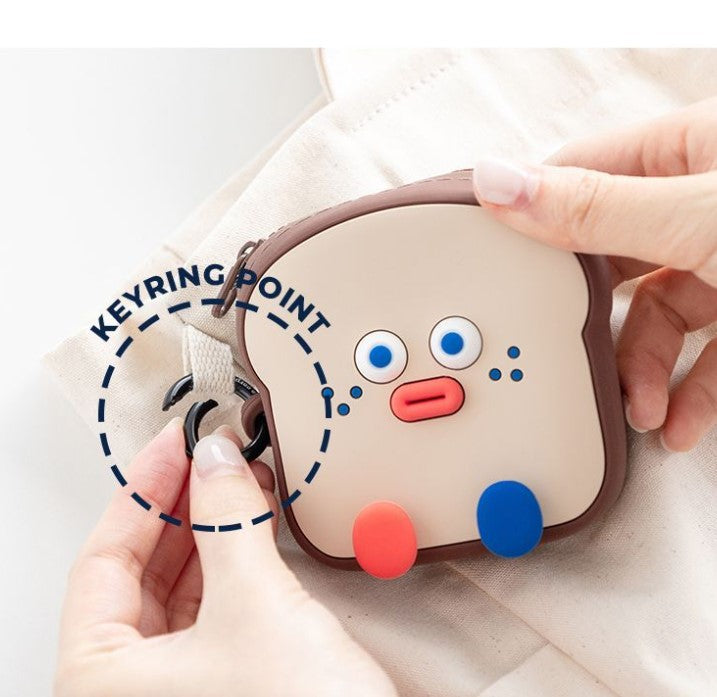 Brunch Brother Toast Silicone Pouch - iPod, earphone, coin purse, Mini Pouch Keyring/Bag Charm