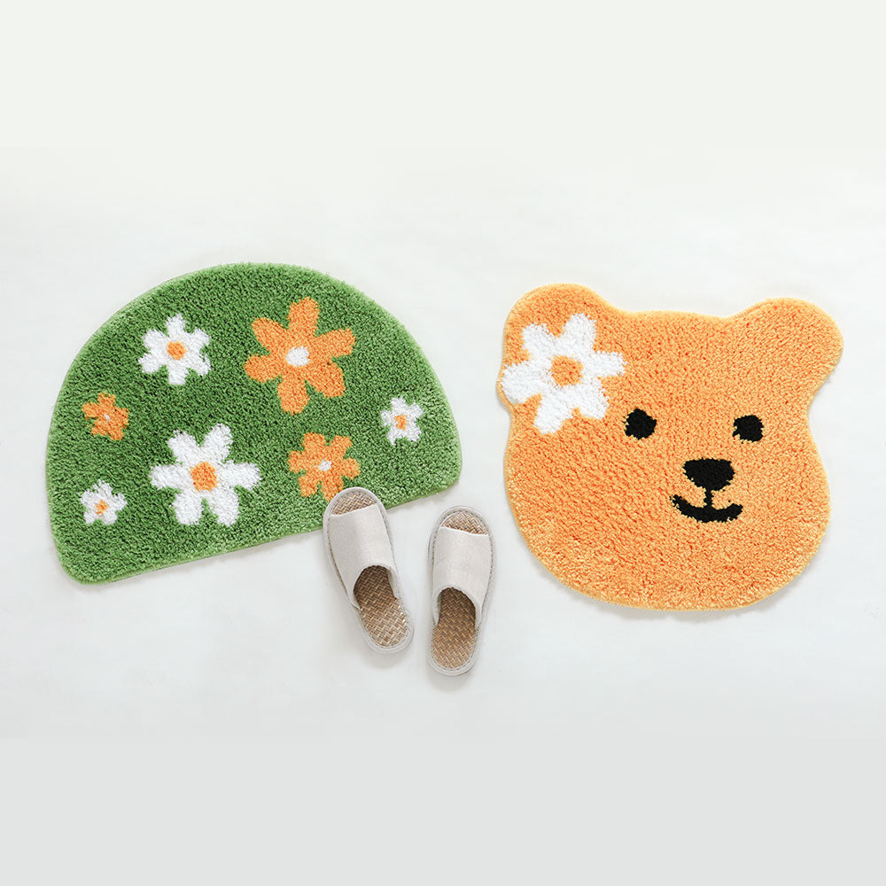 Cute Bear/ Flower Garden Floor Mat Rug- Jacquard Fur- Dailylike Brand High Quality