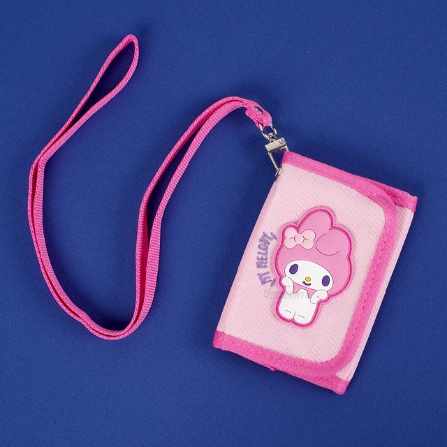 Sanrio Kuromi, Pochacco Wallet with lanyard neck Strap, 3layers pockets