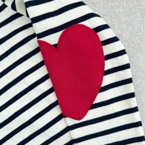 Heart Elbow Breton Stripe Boatneck Tee Cotton