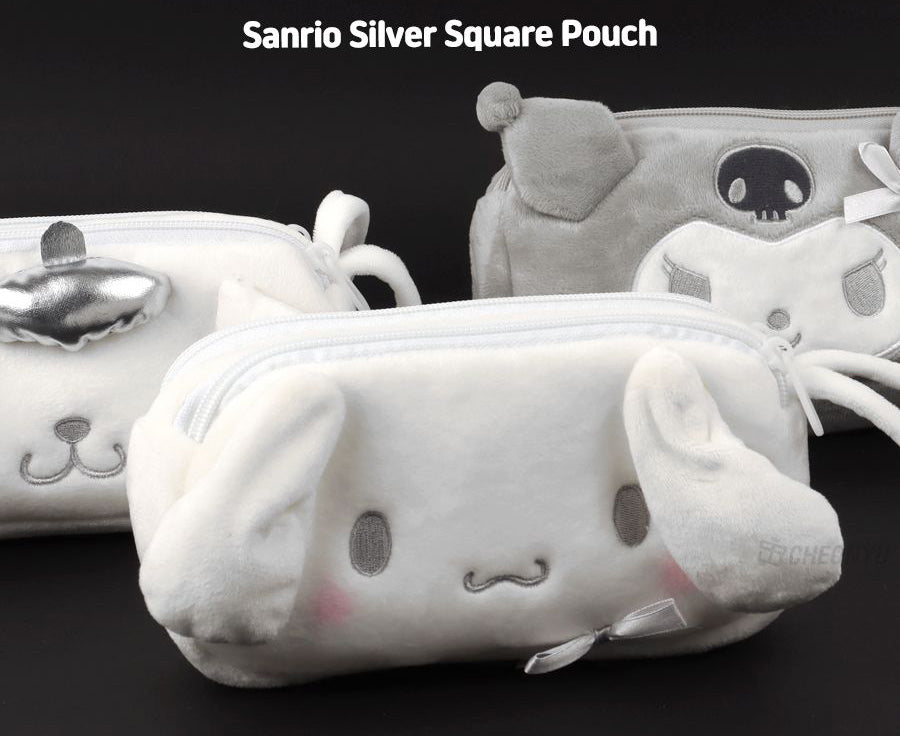 Sanrio Silver Square Plush Pouch – Cinnamoroll / Kuromi / Pompompurin
