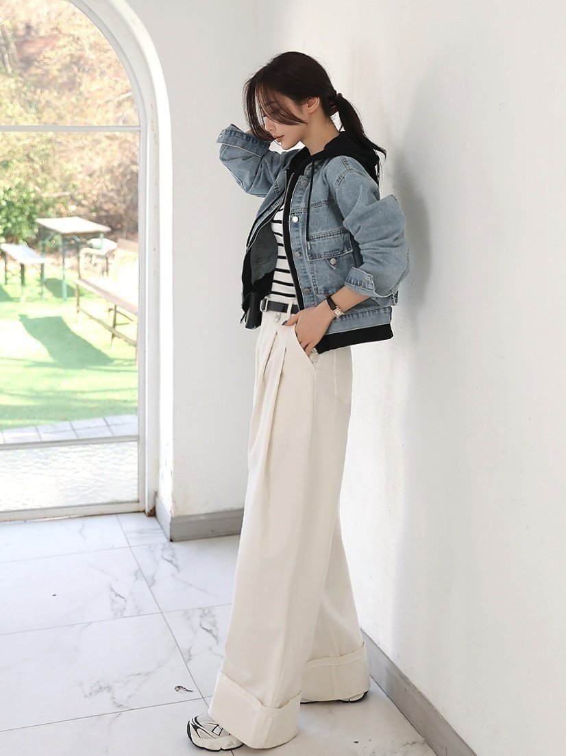 Layered Hooded Denim Jacket - Luckyplanetusa