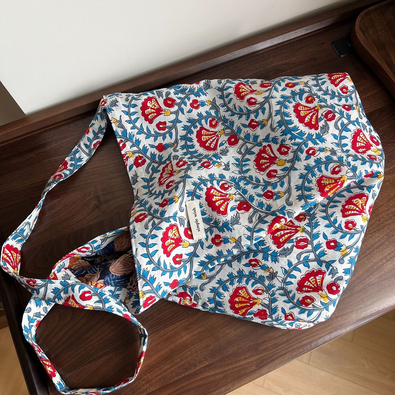 Bohemian Garden Hand Print Cotton Tote Bag - Luckyplanetusa