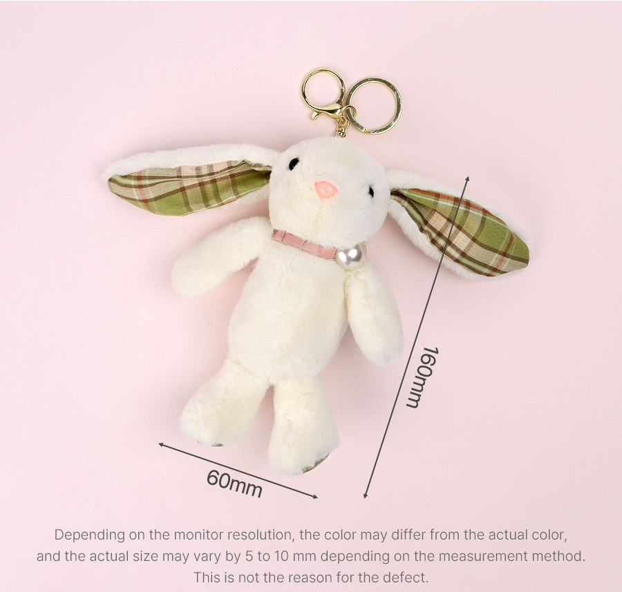 Pearl Rabbit Plush Doll Keyring (Random Color)
