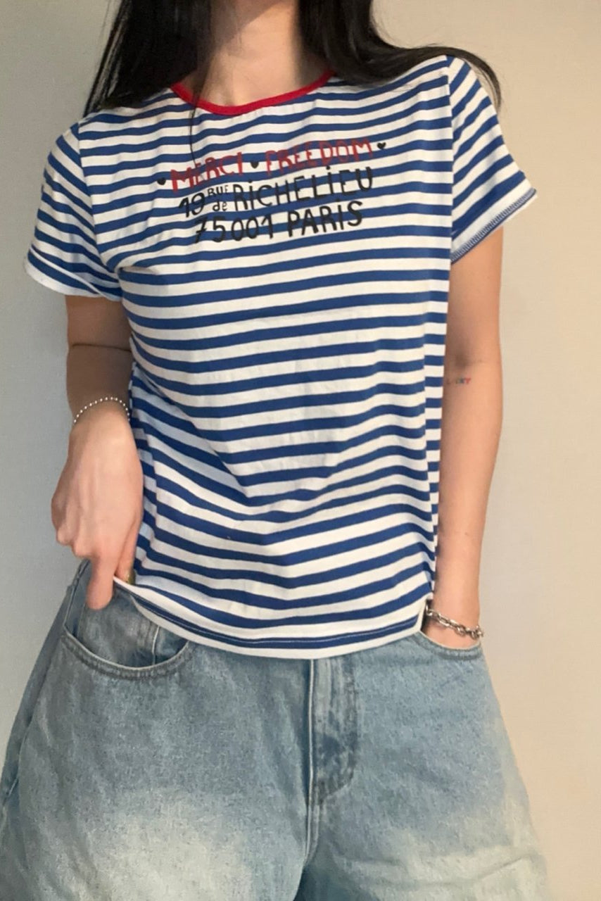 Paris Stripe Graphic Tee - Luckyplanetusa