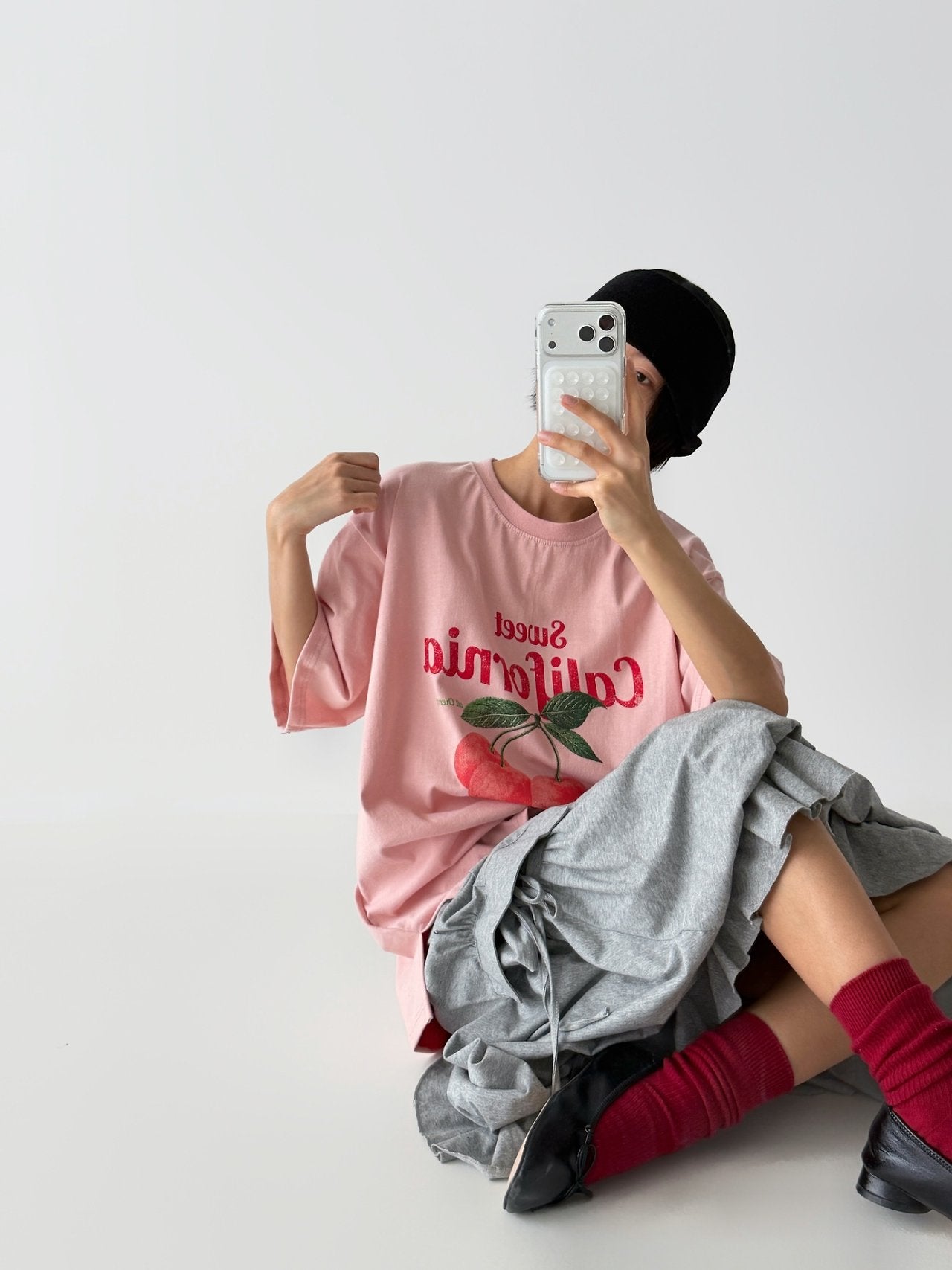 Retro Cherry Oversized Cotton Tee