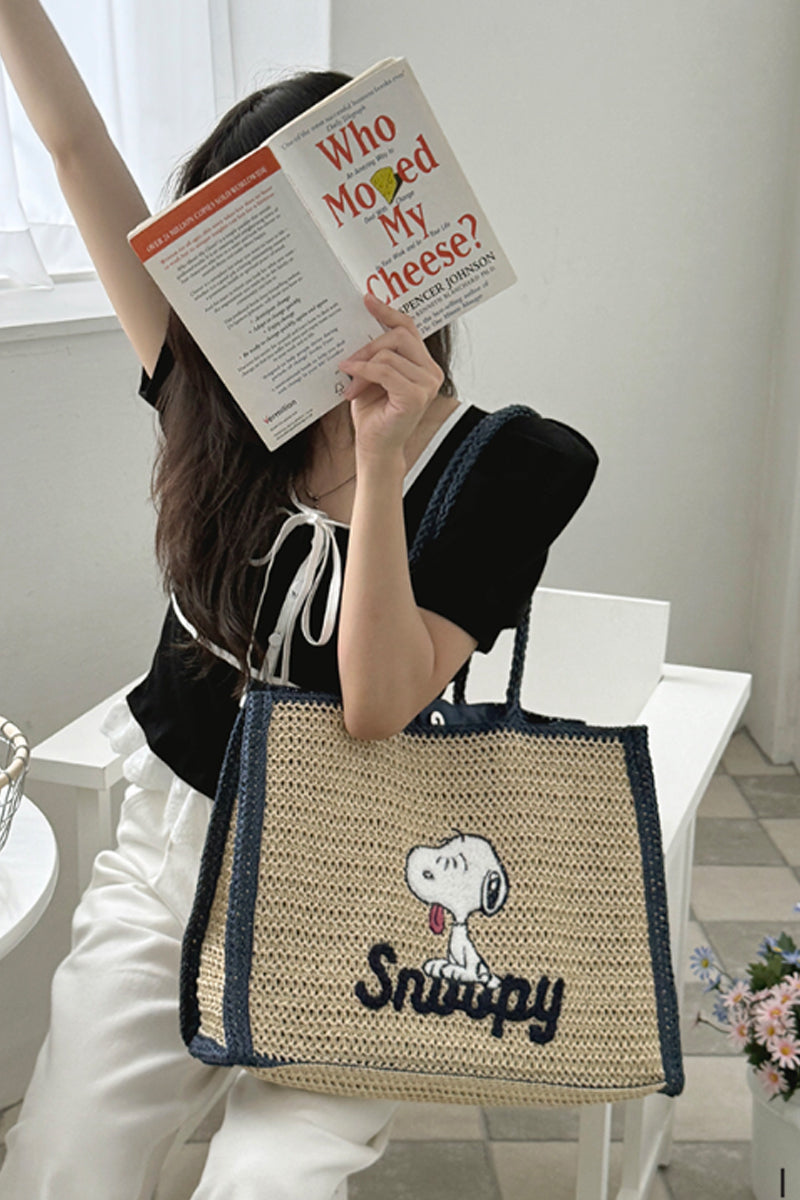 Snoopy Raffia Summer Tote Bag (Official Peanuts Licensed) - Luckyplanetusa