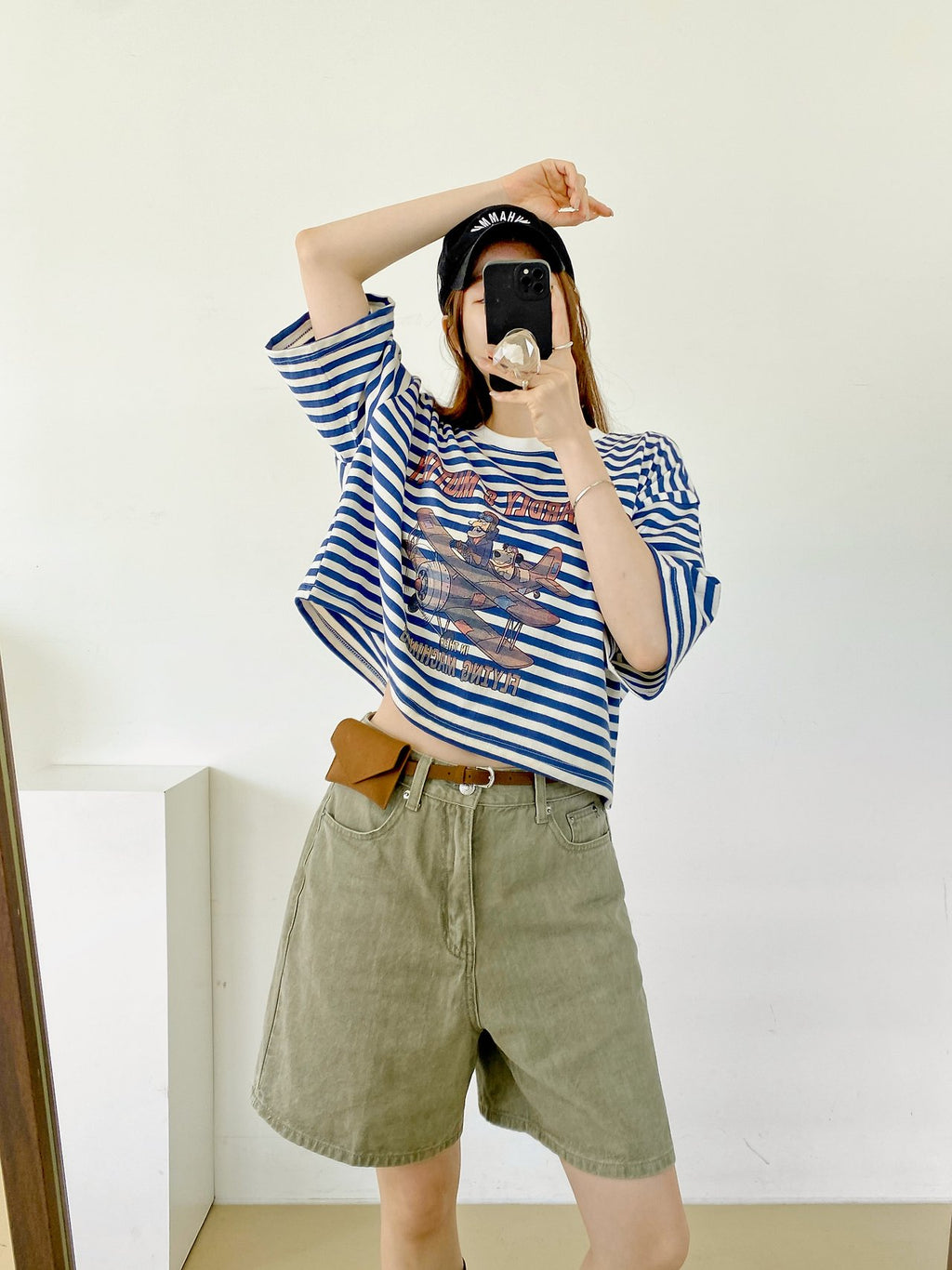 Vintage Pilot Stripe Crop Tee - Luckyplanetusa