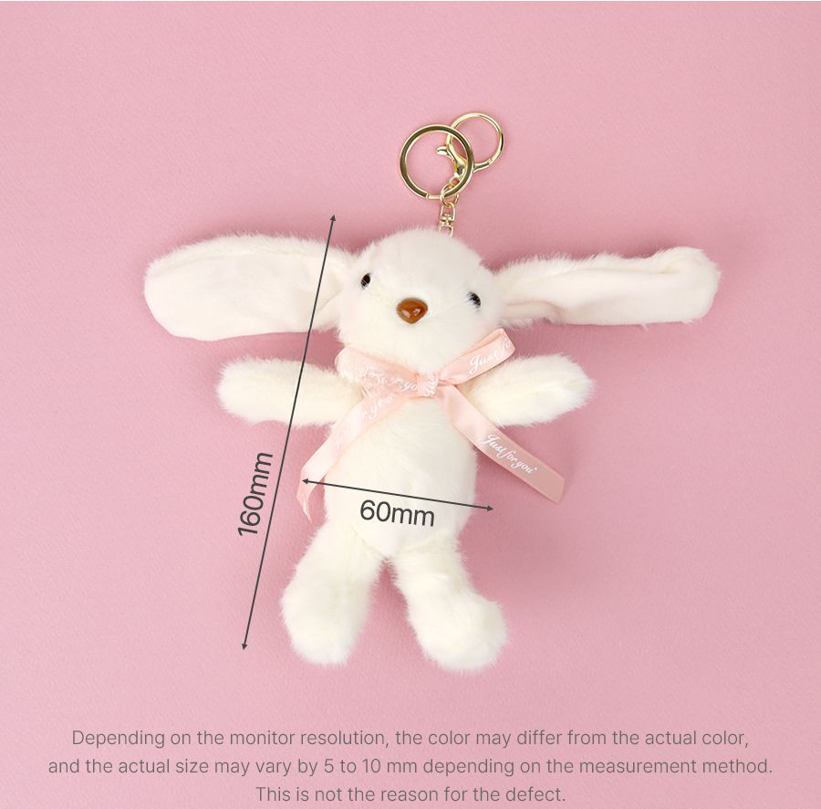 Ribbon Rabbit Plush Doll Keyring (Random Color)
