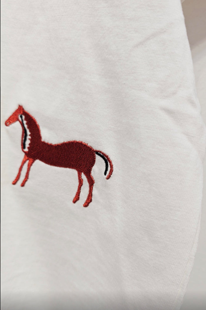 Lucky Pony Embroidery Cotton Tee - Luckyplanetusa