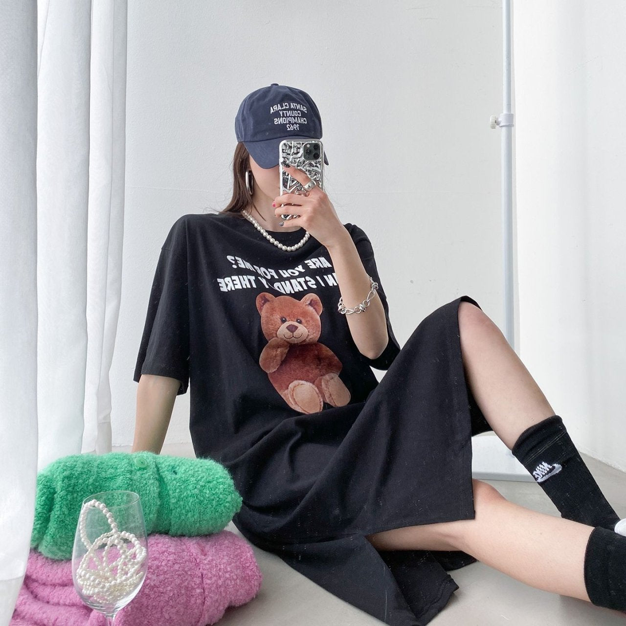 Stand By Teddy Oversized Cotton T-Shirt Dress