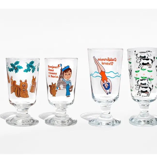 1537  Vintage Glass Cup- Large  2Pcs Gift SET Drinkware