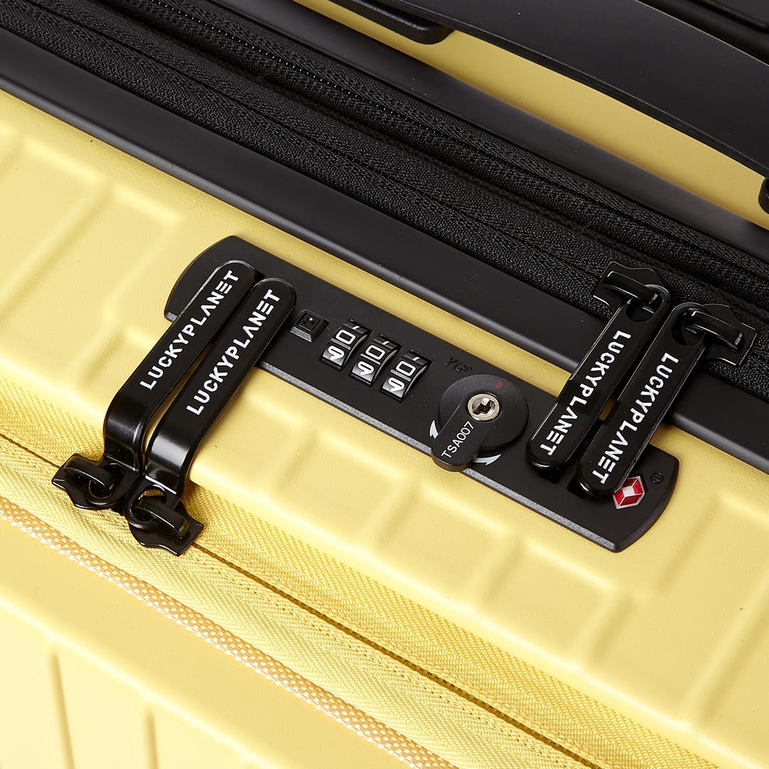 Gobeyond carry on suitcase Yellow with laptop pocket and cup holder