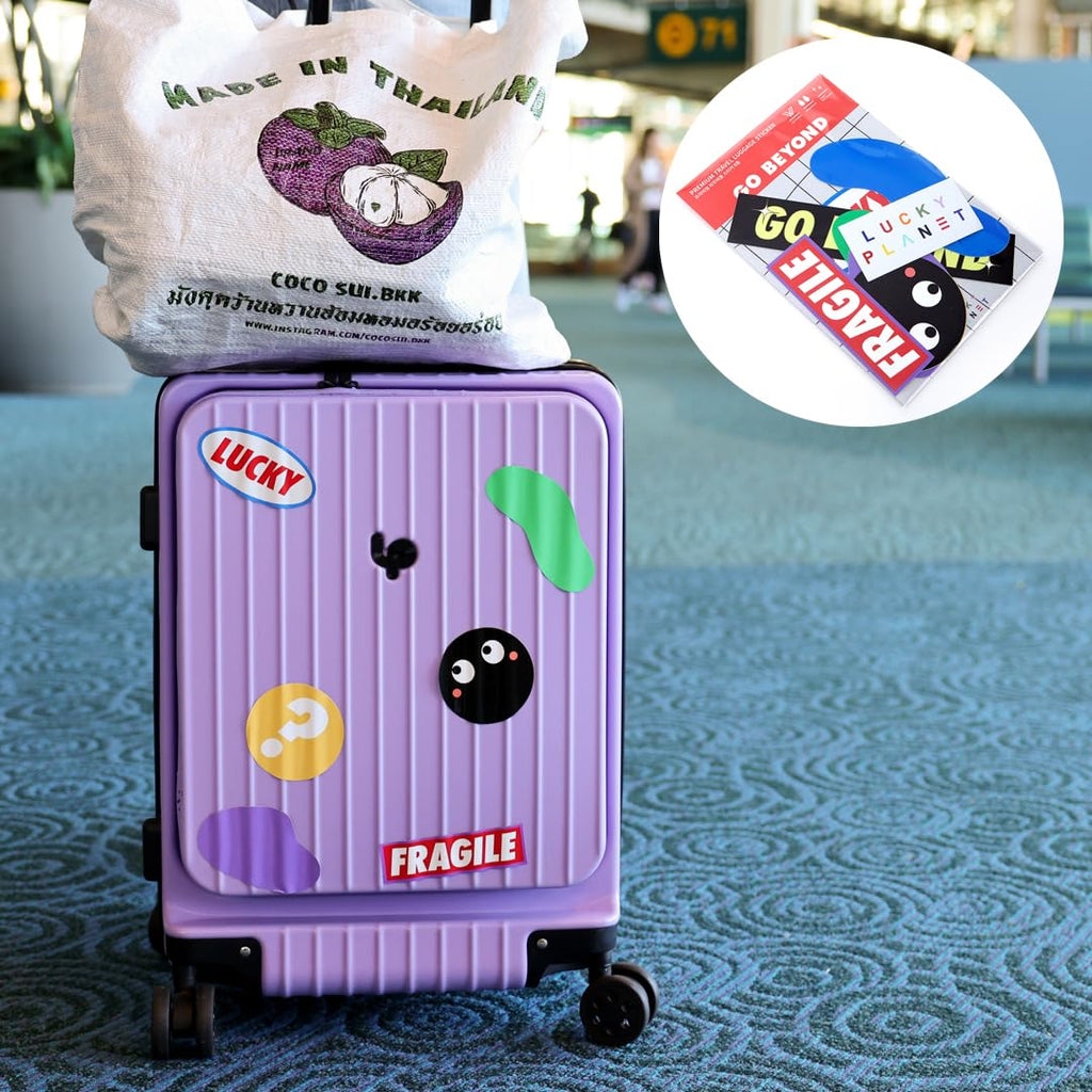 Gobeyond carry on suitcase Purple with laptop pocket and cup holder