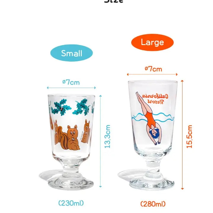 1537  Vintage Glass Cup- Large  2Pcs Gift SET Drinkware
