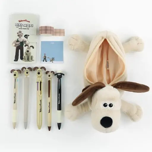 Wallace & Gromit Plush Gromit Dog Pencil Case Pouch - Luckyplanetusa