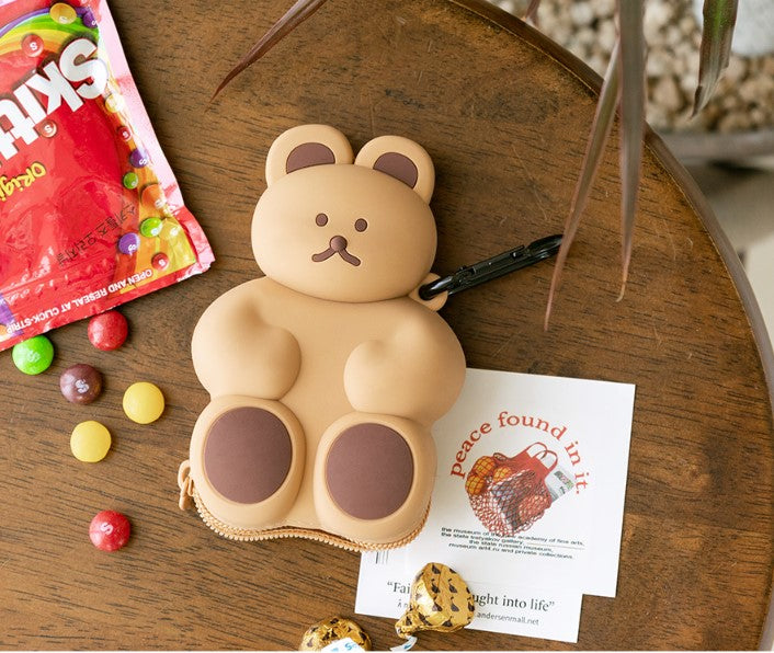 Brunch Brothers 3D Bear Silicone Pouches/ Coin Purse/ Bag Charm wallet/ Key Ring