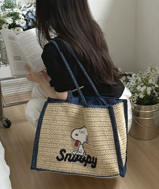 Snoopy Raffia Summer Tote Bag (Official Peanuts Licensed) - Luckyplanetusa
