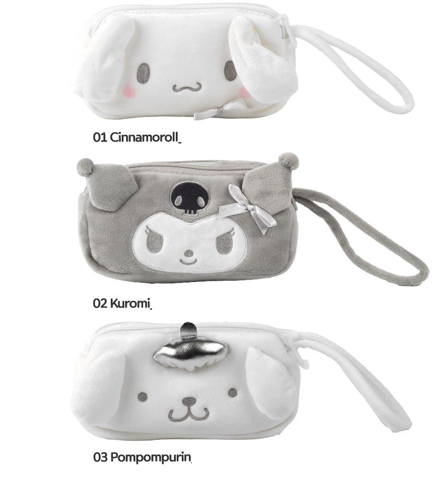 Sanrio Silver Square Plush Pouch – Cinnamoroll / Kuromi / Pompompurin