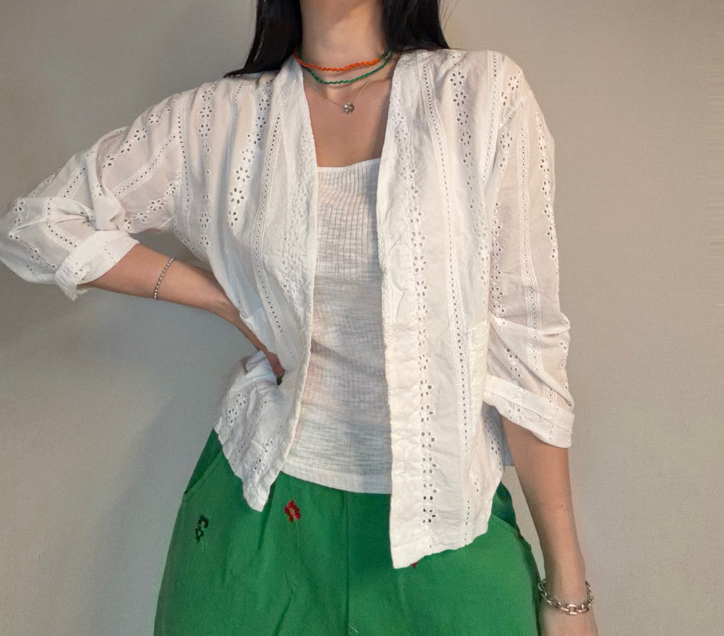 Soft Breeze Cotton Lace Open Cardigan