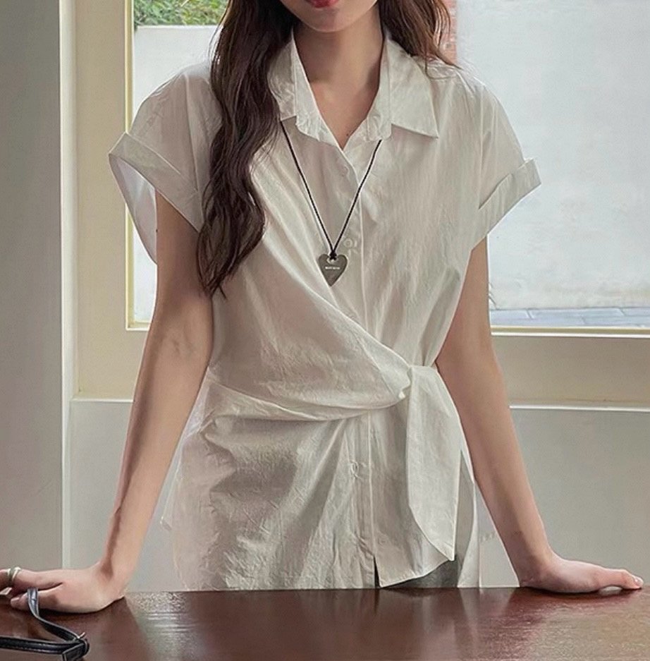 Soft Wrap Tie Blouse - Luckyplanetusa