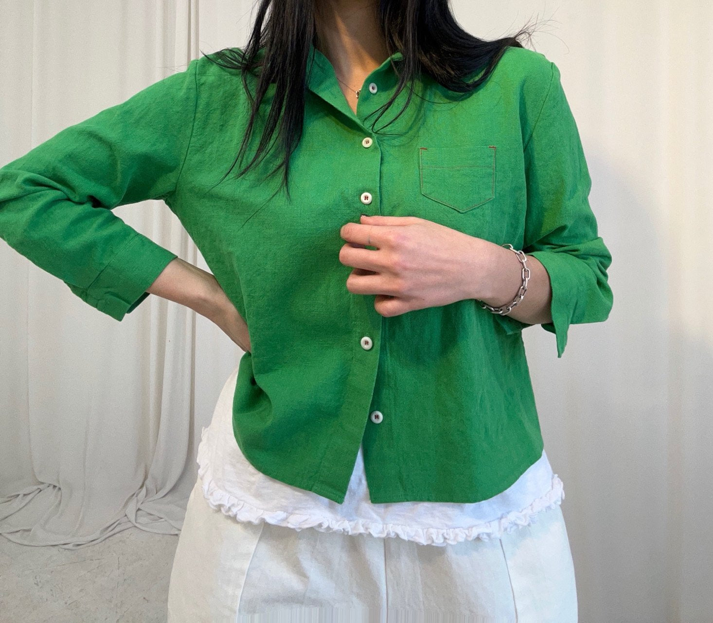 Soft Frill 100% Cotton Sleeveless Top Made in Korea - Luckyplanetusa