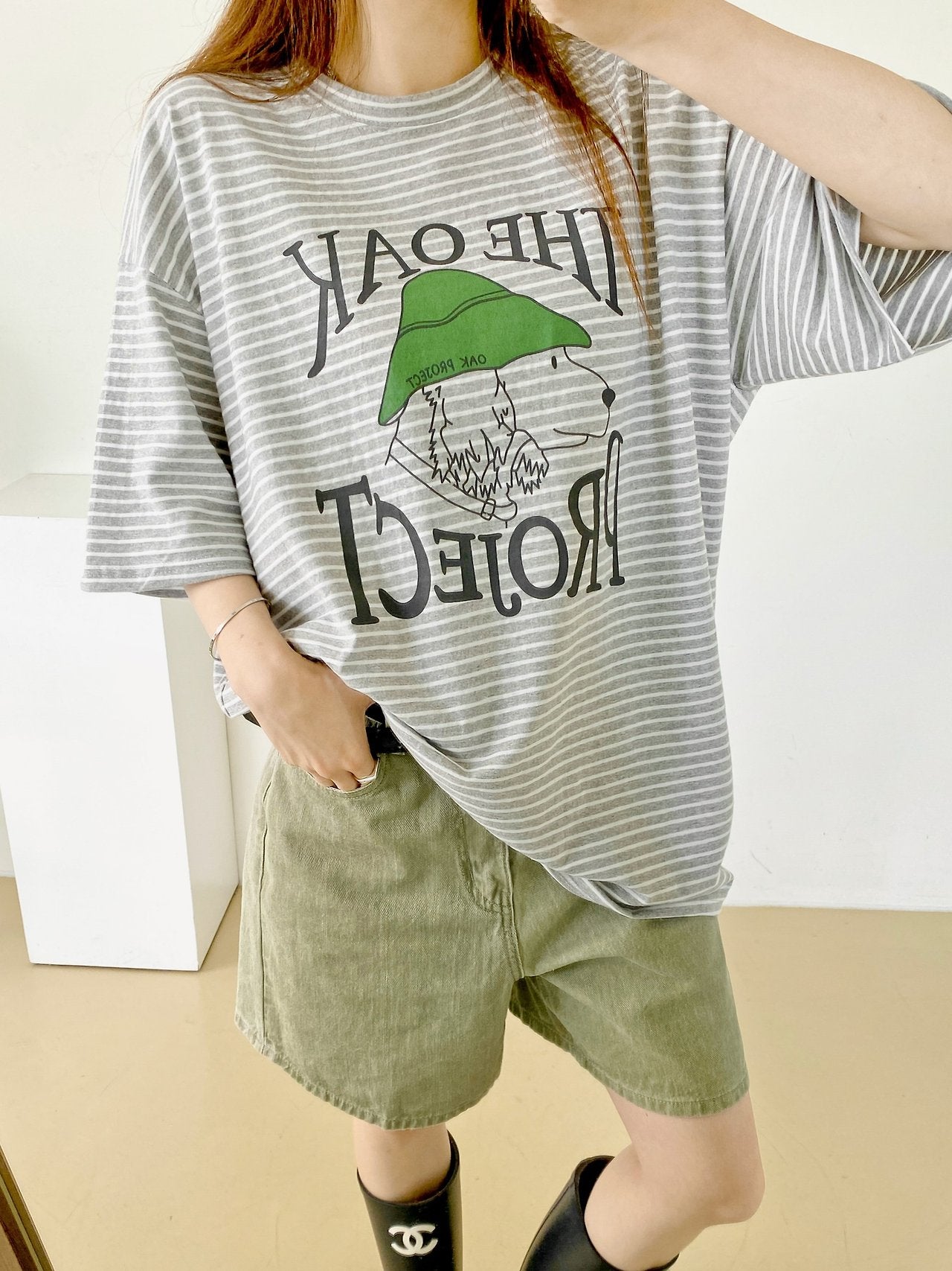 Oak Project Stripe Oversized Tee - Luckyplanetusa