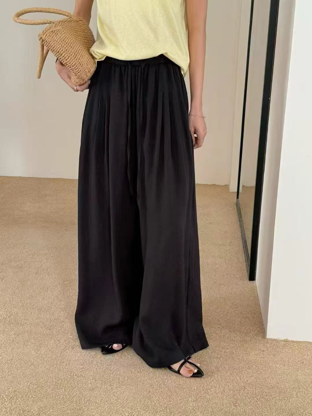 Airy Linen Blend Wide Summer Daily Pants - Luckyplanetusa