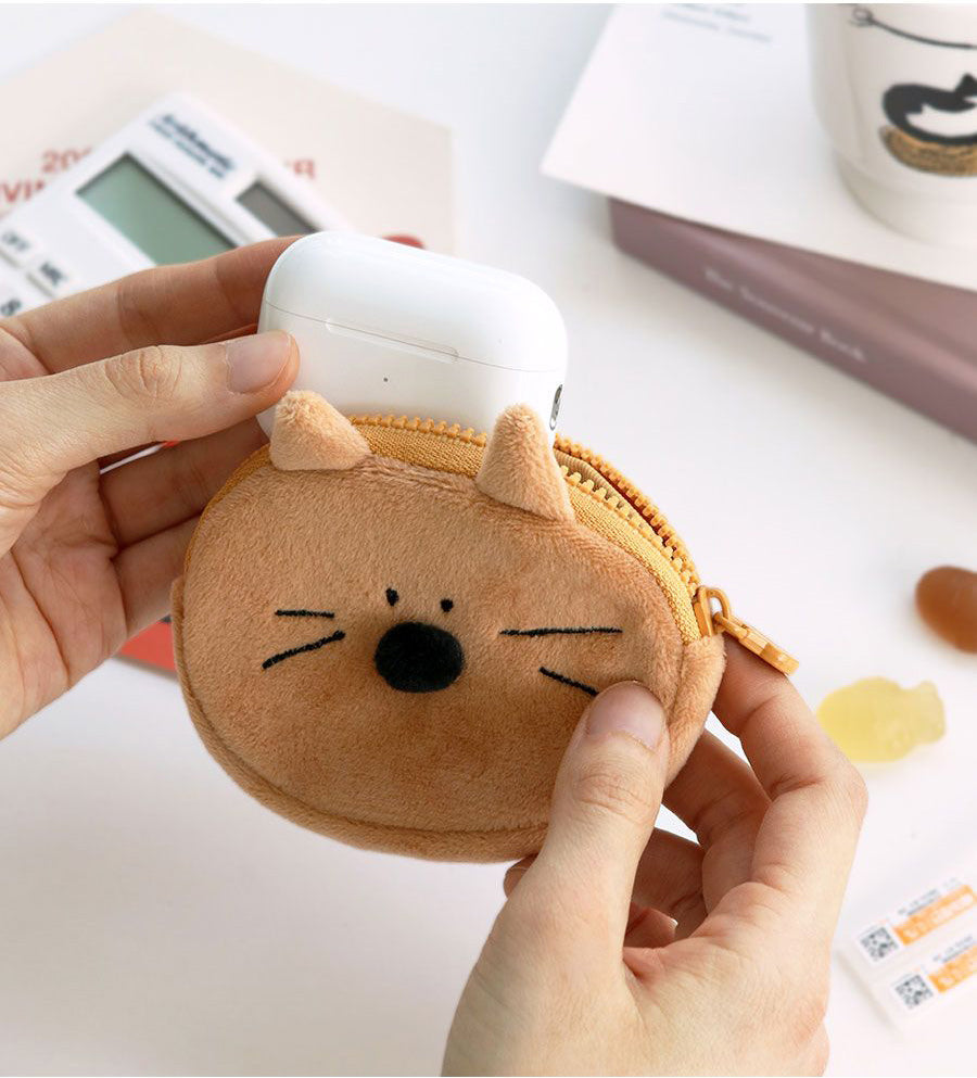 Doodle Keyring Pouch – AirPods & Galaxy Buds Case (Rabbit, Bear, Cheese Cat, White Cat)