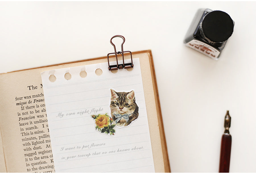 Vintage Cat Cutting Sticker Set 5 Styles