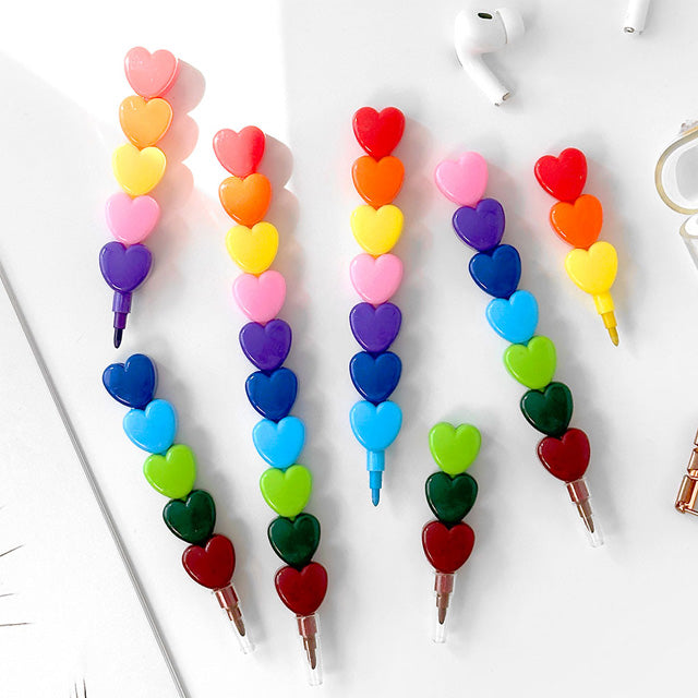 Rainbow Heart Stackable Crayon Pen