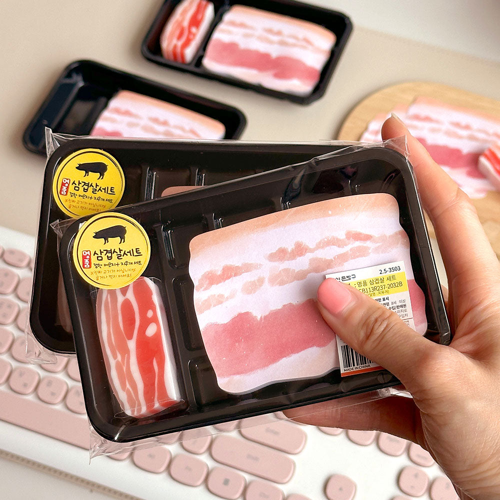 K-BBQ Pork Belly Pack  –Unique Design Memo Pad & Eraser