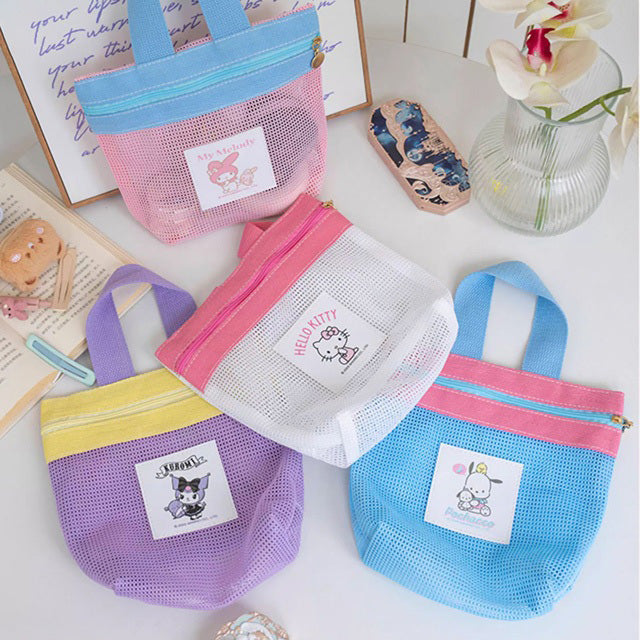 Sanrio Mesh Mini Tote Bag – 4 Styles (Hello Kitty / Pochacco / My Melody / Kuromi)