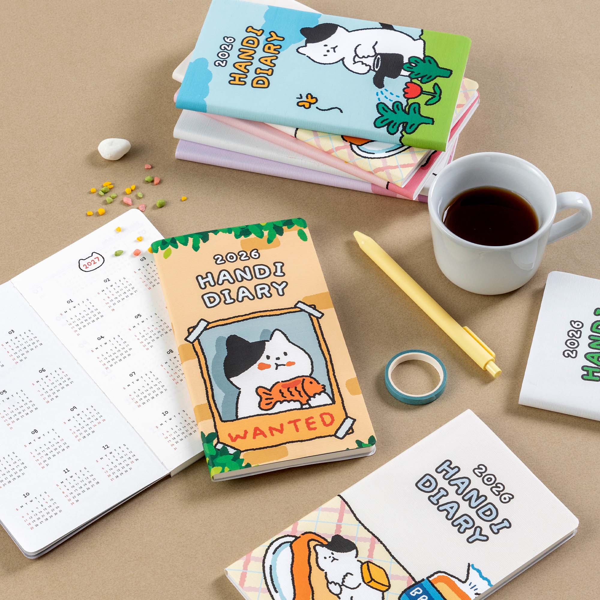 2026 Handy Diary — Cat-Themed Illustrated Planner (Random)