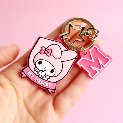 Sanrio Varsity School look style keyring Random Zipper Charm