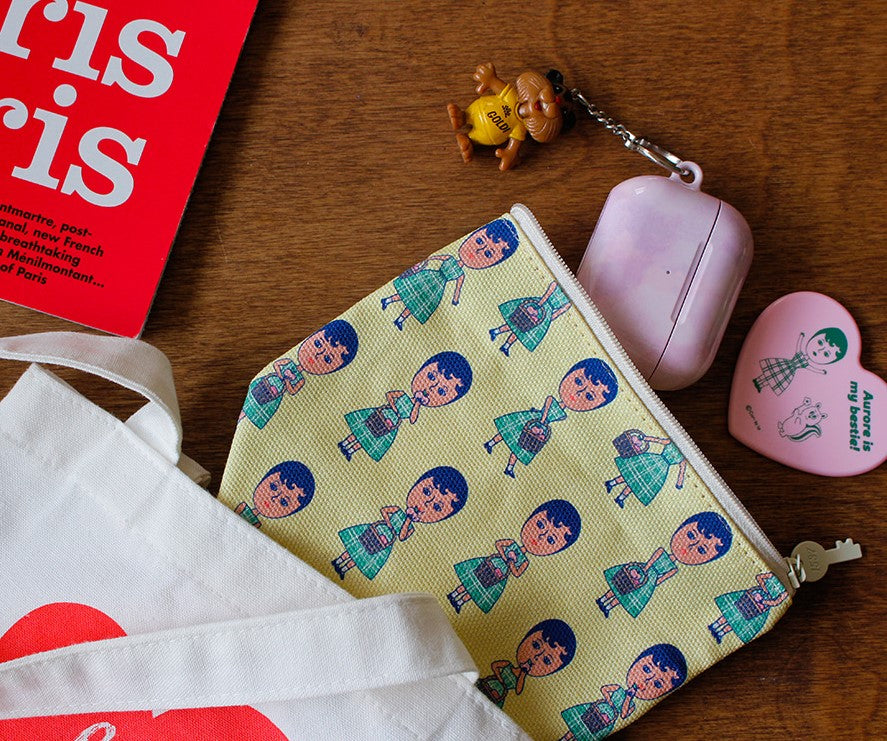 Canvas Adorable Pattern Stand Pouch/ Makeup Pouches Purse