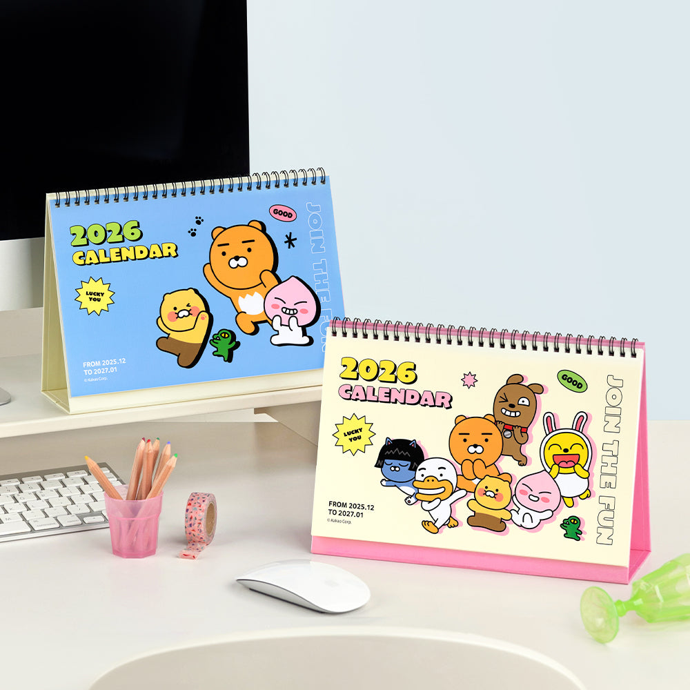 Kakao Friends 2026 Basic Desk Calendar — Bright & Fun Everyday Design