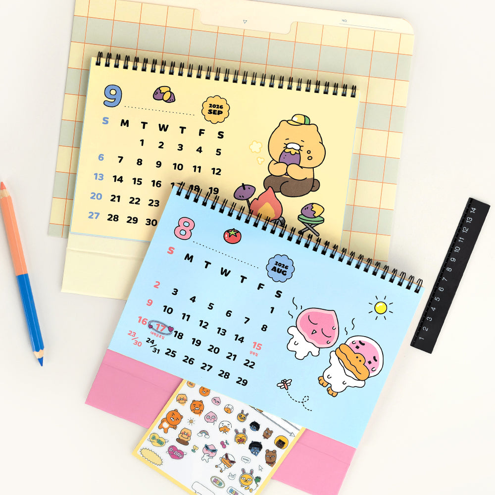Kakao Friends 2026 Basic Desk Calendar — Bright & Fun Everyday Design
