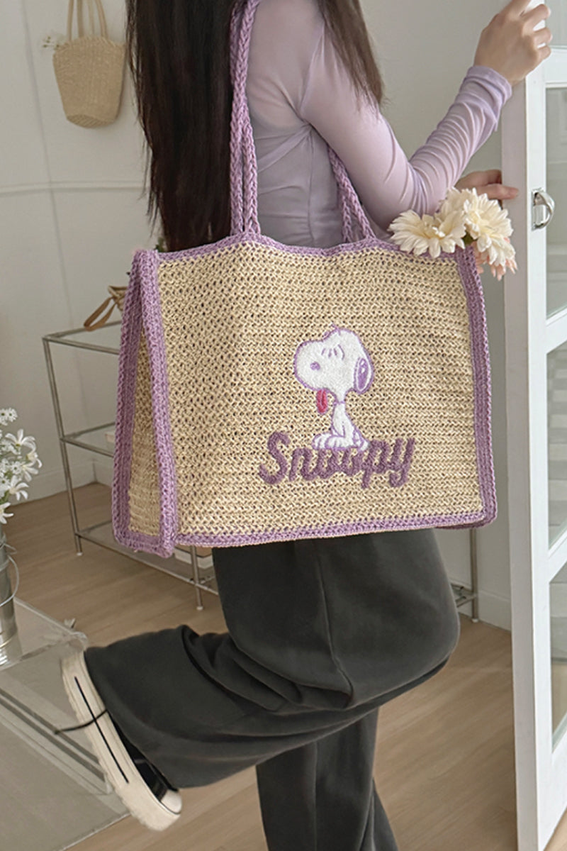 Snoopy Raffia Summer Tote Bag (Official Peanuts Licensed) - Luckyplanetusa