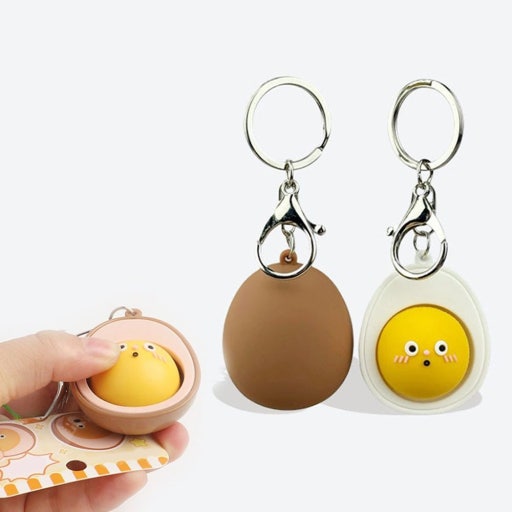 Boiled Egg vs Roasted Egg Clicker Key cap Keychain - Luckyplanetusa