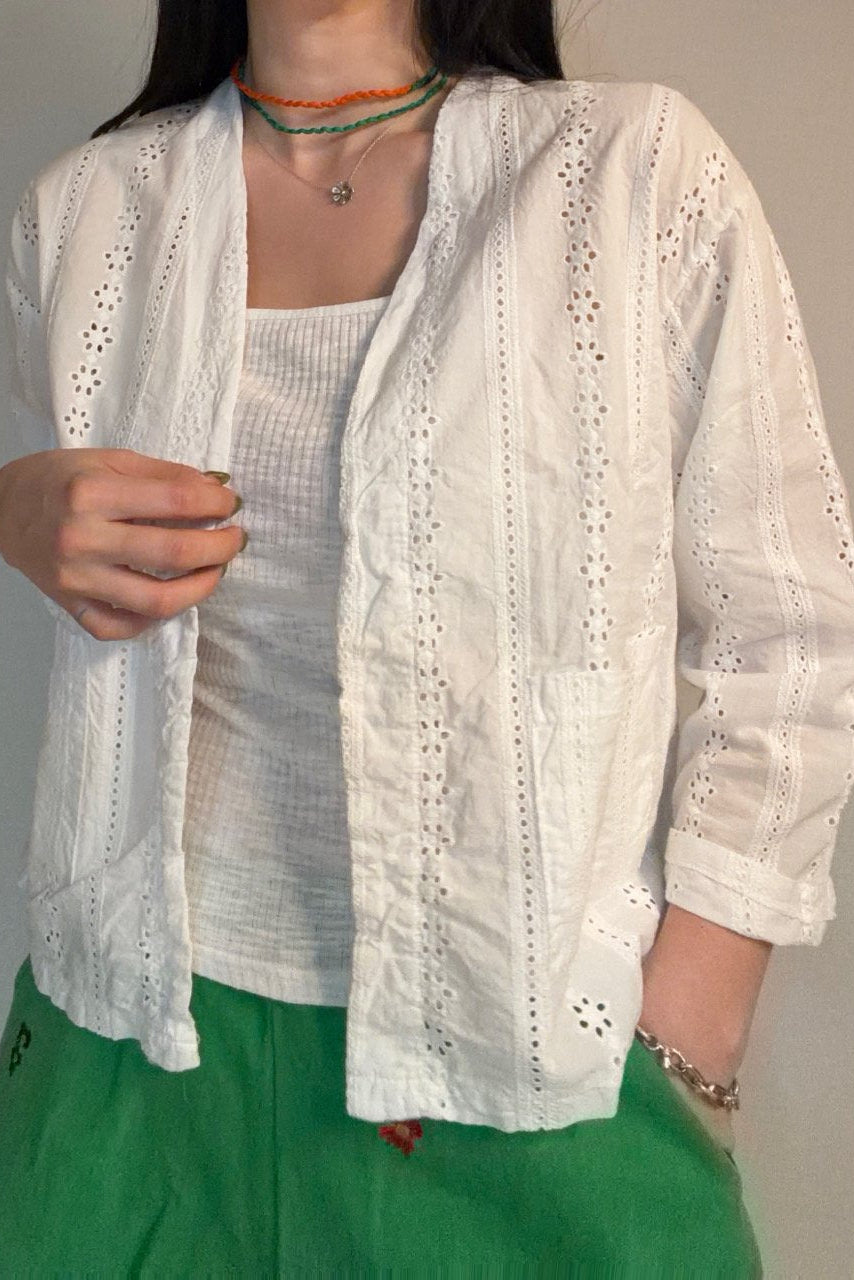 Soft Breeze Cotton Lace Open Cardigan