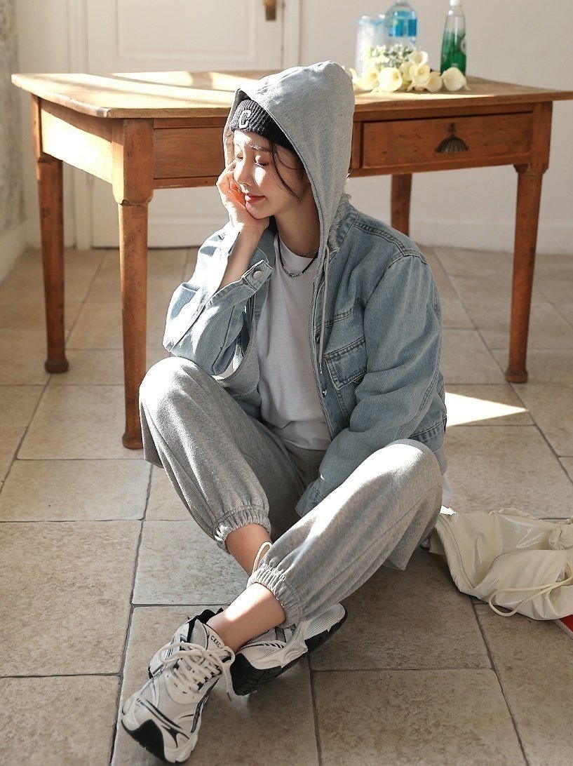Layered Hooded Denim Jacket - Luckyplanetusa